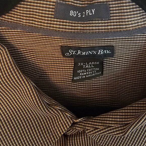 St. John's Bay Men's Button-Up Shirt – Size 3XL Tall – Brown & Tan Check - Picture 3 of 4